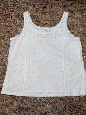 J.Jill Women's White Lace-Detail Camisole Tank Top size Large
